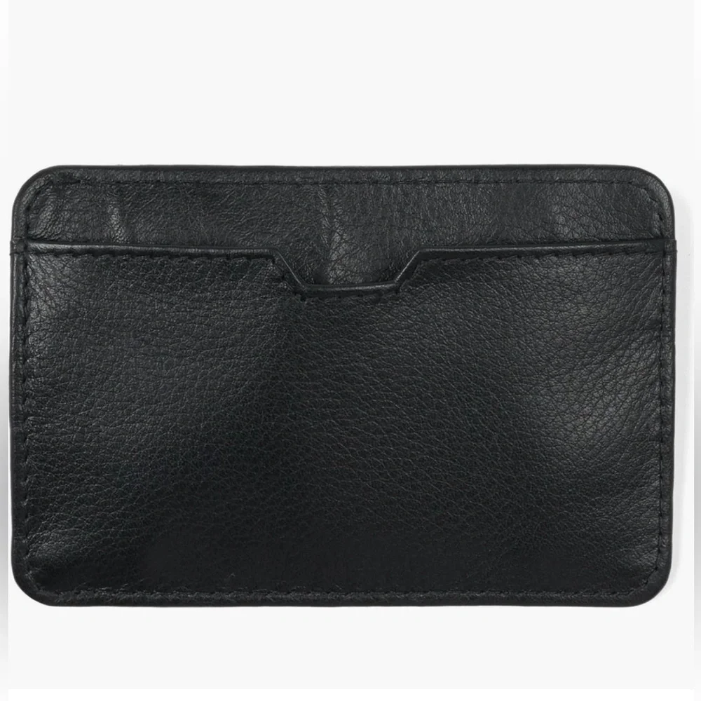 BOSCA ESSENTIALS LEATHER CARD CASE BLACK 4” NWT